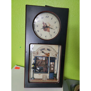 3D Kitchen Wall Clock Shadow Box Whimsical Music Shop Violins